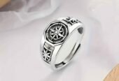 Bague compas vintage ajustable, bijou punk unisexe, accessoire de mode pour homme