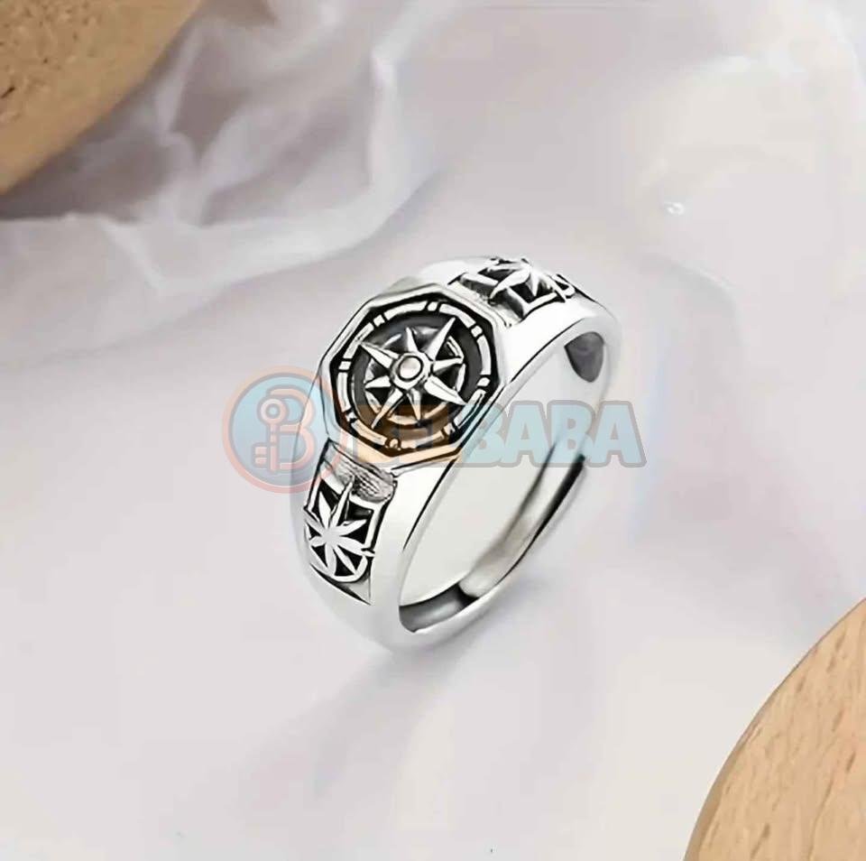Bague compas vintage ajustable, bijou punk unisexe, accessoire de mode pour homme