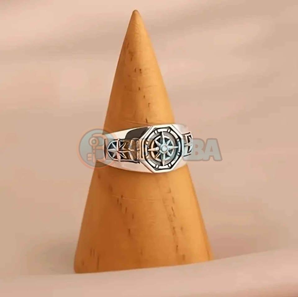 Bague compas vintage ajustable, bijou punk unisexe, accessoire de mode pour homme